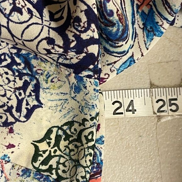 DR2 Paisley Hi Lo Split Neck Peasant Boho Blouse XL - Picture 10 of 13